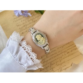 Silver Ladies Imitation Embossed Watch