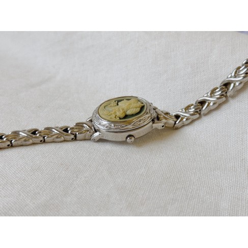 Silver Ladies Imitation Embossed Watch