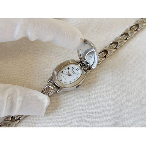 Silver Ladies Imitation Embossed Watch