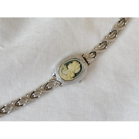 Silver Ladies Imitation Embossed Watch