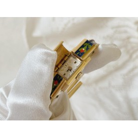 Vintage Gilded Enamel Floral Women's Watch