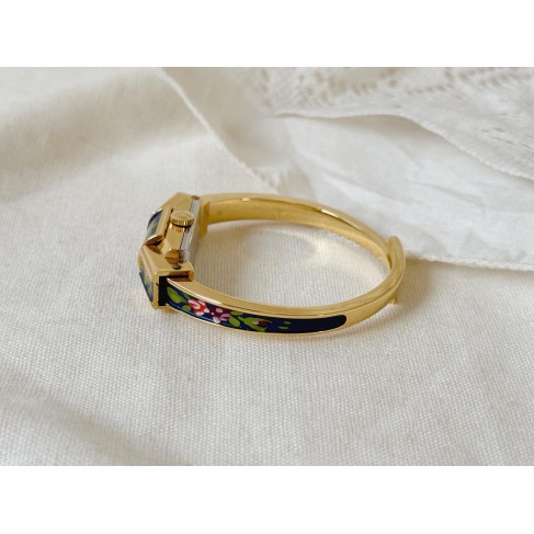 Vintage Gilded Enamel Floral Women's Watch